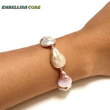 Baroque Pearl Bracelet Bangle Mixed Shape Freshwater Pearls Red Golden Beads