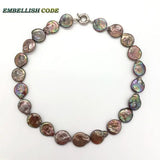 Baroque Pearl Choker Statement Necklace Brown Coffee Round Coin Flat Shape