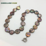 Baroque Pearl Choker Statement Necklace Brown Coffee Round Coin Flat Shape