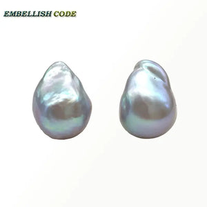 Gray Baroque Pearl Stud Earrings - Lustrous Flameball Freshwater Pearls
