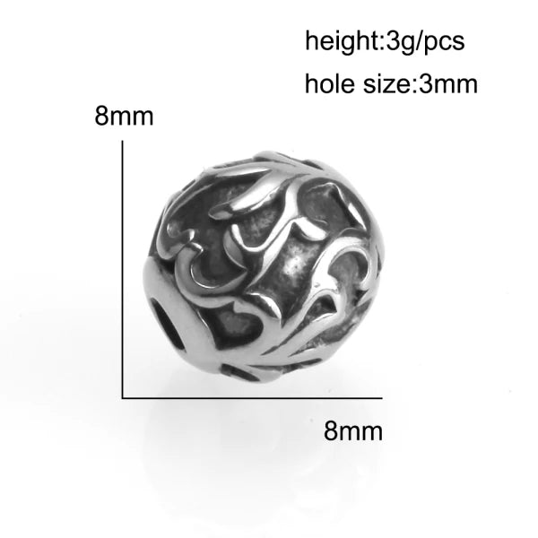 316L Stainless Steel 2mm Small Hole Ball Beads Charm Metal Spacer Retro Beads