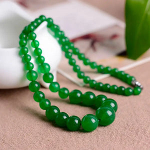 Natural Green Jade Round Beads Necklace 6-14mm