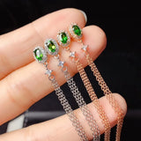 Green Diopside Tassel Earrings 925 Silver Natural Gem
