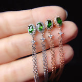 Green Diopside Tassel Earrings 925 Silver Natural Gem