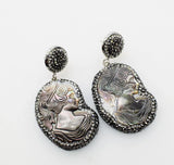 Shell Zircon Hook Earrings 45mm Natural Beauty Woman Carved Head