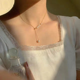 Lady Summer Sweet Lady Necklace with Natural Pearls Adjustable Length Jewelry