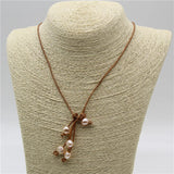 Orange Baroque Pearl Leather Necklace for Women