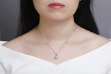 925S Silver Zircon Pendant Necklace - Elegant Box Chain for Women