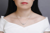 925S Silver Leaf Flower Diamond Pendant Necklace