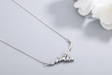 925S Silver Leaf Flower Diamond Pendant Necklace