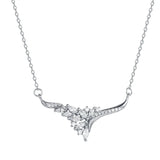 925S Silver Leaf Flower Diamond Pendant Necklace