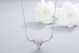 925S Silver Leaf Flower Diamond Pendant Necklace