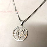 Men's Inverted Star Pentagram Stainless Steel Pendant Necklace