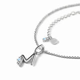S925 Silver M Moonstone Pendant Necklace Female Joker Jewelry