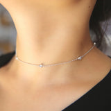 925 Sterling Silver Bezel CZ Station Necklace for Girls
