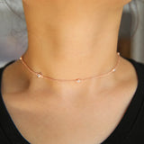 925 Sterling Silver Bezel CZ Station Necklace for Girls