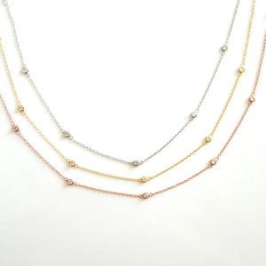 925 Sterling Silver Bezel CZ Station Necklace for Girls