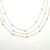 925 Sterling Silver Bezel CZ Station Necklace for Girls