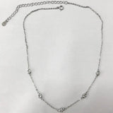 925 Sterling Silver Bezel CZ Station Necklace for Girls