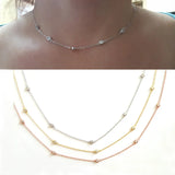 925 Sterling Silver Bezel CZ Station Necklace for Girls