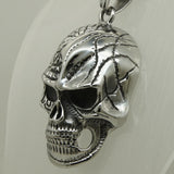 Big Injured Skull Pendant Necklace 316L Stainless Steel