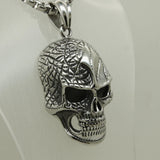 Big Injured Skull Pendant Necklace 316L Stainless Steel