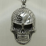 Big Injured Skull Pendant Necklace 316L Stainless Steel