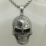Big Injured Skull Pendant Necklace 316L Stainless Steel