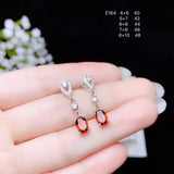 Garnet Stud Earrings for Women - 925 Silver, Natural Gem