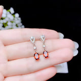 Garnet Stud Earrings for Women - 925 Silver, Natural Gem