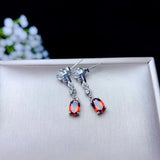 Garnet Stud Earrings for Women - 925 Silver, Natural Gem