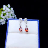 Garnet Stud Earrings for Women - 925 Silver, Natural Gem