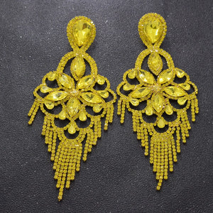 Clear Strass Long Drop Earrings for Bride