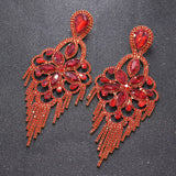 Clear Strass Long Drop Earrings for Bride