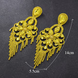 Clear Strass Long Drop Earrings for Bride