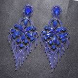 Clear Strass Long Drop Earrings for Bride