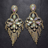 Clear Strass Long Drop Earrings for Bride