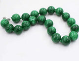 20mm Green Jade Stone Beads Necklace 18inch