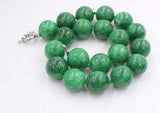 20mm Green Jade Stone Beads Necklace 18inch