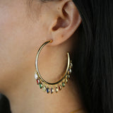 Colorful CZ Charm Tube Hoop Earrings for Women