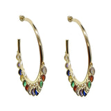 Colorful CZ Charm Tube Hoop Earrings for Women