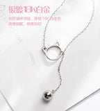 S925 Cat Bell Pendant Silver Necklace for Girls