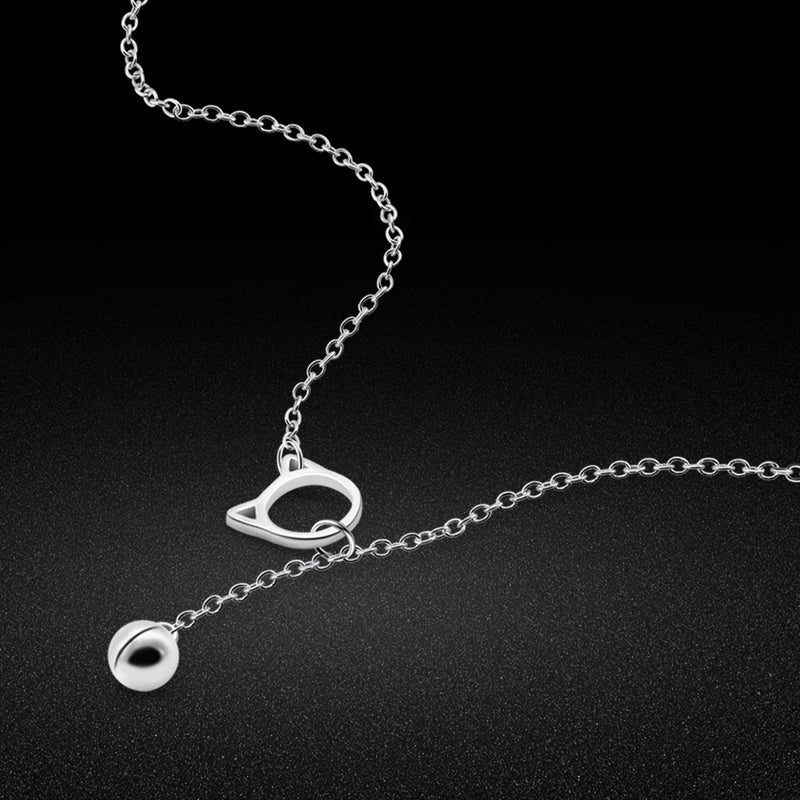 S925 Cat Bell Pendant Silver Necklace for Girls