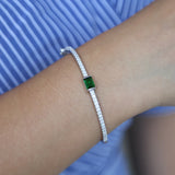 CZ Birthstone Bangle Bracelet Sparkling Band Clear Red Green