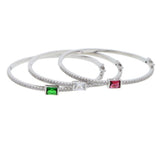 CZ Birthstone Bangle Bracelet Sparkling Band Clear Red Green