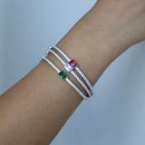 CZ Birthstone Bangle Bracelet Sparkling Band Clear Red Green