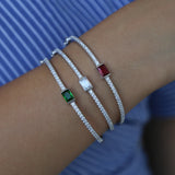 CZ Birthstone Bangle Bracelet Sparkling Band Clear Red Green