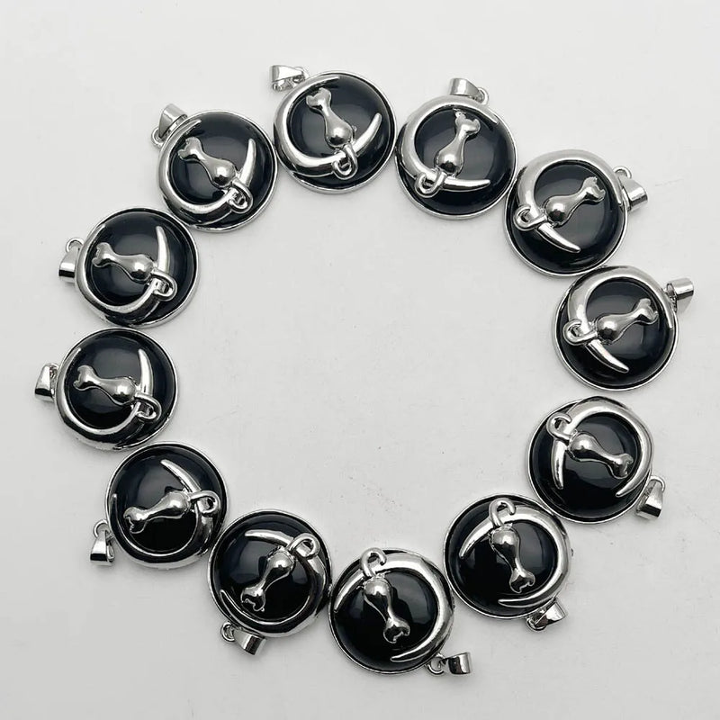 Agates Natural Stone Cat Alloy Necklace Pendant Jewelry Making Charm