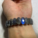 Labradorite Bracelet A+++ Rainbow Natural Gemstone with Cat's Eye