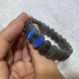 Labradorite Bracelet A+++ Rainbow Natural Gemstone with Cat's Eye